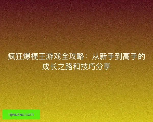 疯狂爆梗王游戏全攻略：从新手到高手的成长之路和技巧分享