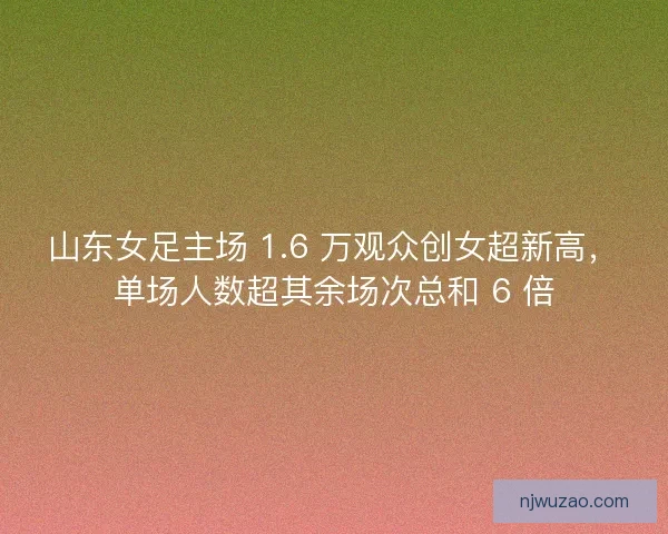 山东女足主场 1.6 万观众创女超新高，单场人数超其余场次总和 6 倍