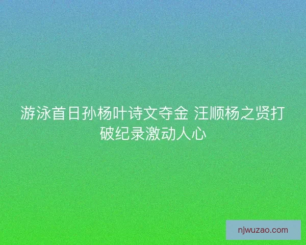 游泳首日孙杨叶诗文夺金 汪顺杨之贤打破纪录激动人心